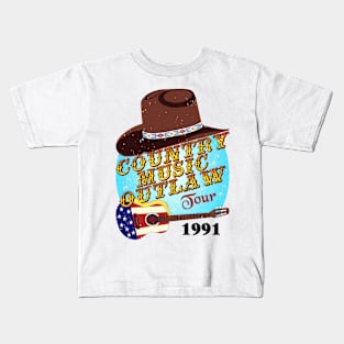 Country Music Outlaw Tour 1991 - Distressed Color Kids T-Shirt